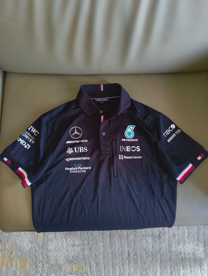 Mercedes F1 AMG Petronas Team Issue Tommy Hilfiger Polo Shirt Men s Fashion Activewear on Carousell