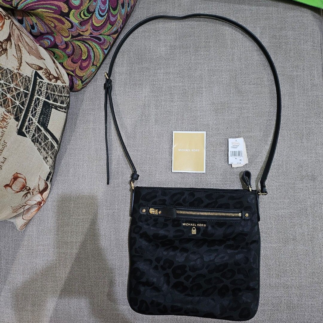 Kelsey large leopard nylon crossbody outlet
