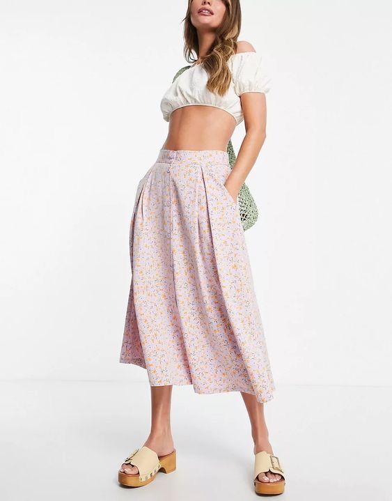 Monki floral midi skirt outlet