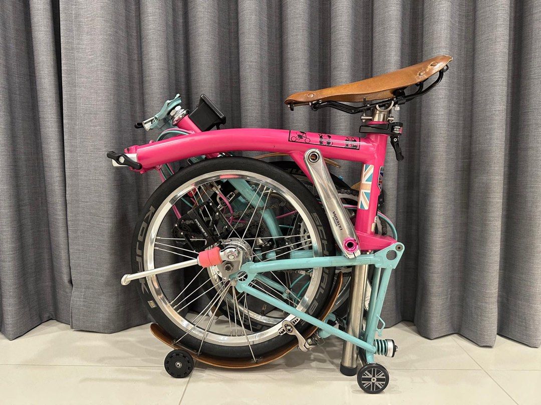 Moving out sale Rare Brompton 6 speed Pink Turqoise Sports Equipment Bicycles Parts Bicycles on Carousell