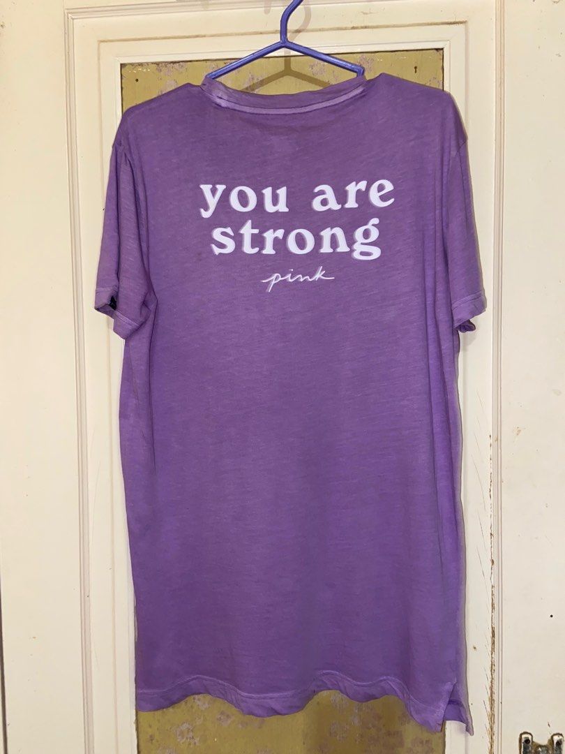 PINK long T shirt size xs (Category: Clothes) located in Toronto. Submitted by violetshopcollection (Listing ID 1326487028, Image 2). Description: Condition- hardly worn. In good condition Size- xsmall Colour- purple 100% cotton “You are strong Pink” Payment- Prefer exact Cash No Refunds / Exchange No try ons, No trading No holds. Only with a Interac e-transfer payment has been deposited. All purchases are Finally Sale From a Smoke Free home Firs