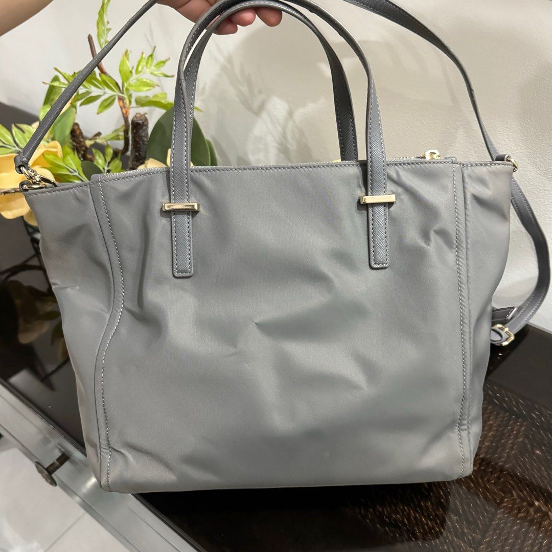 Pre-Loved KS Wilson Road Alyse (Category: Luxury Bags & Wallets) located in Las Pinas. Submitted by maria.1024 (Listing ID 1326409569, Image 2). Description: Product details 9.8”h x 11”w x 3.5”d drop length: 4.7” handheld total adjustable strap length: 44” nylon capital kate jacquard lining satchel with snap closure double zip pockets interior zipper pocket and dual slide pockets enamel plate logo dust bag not included.