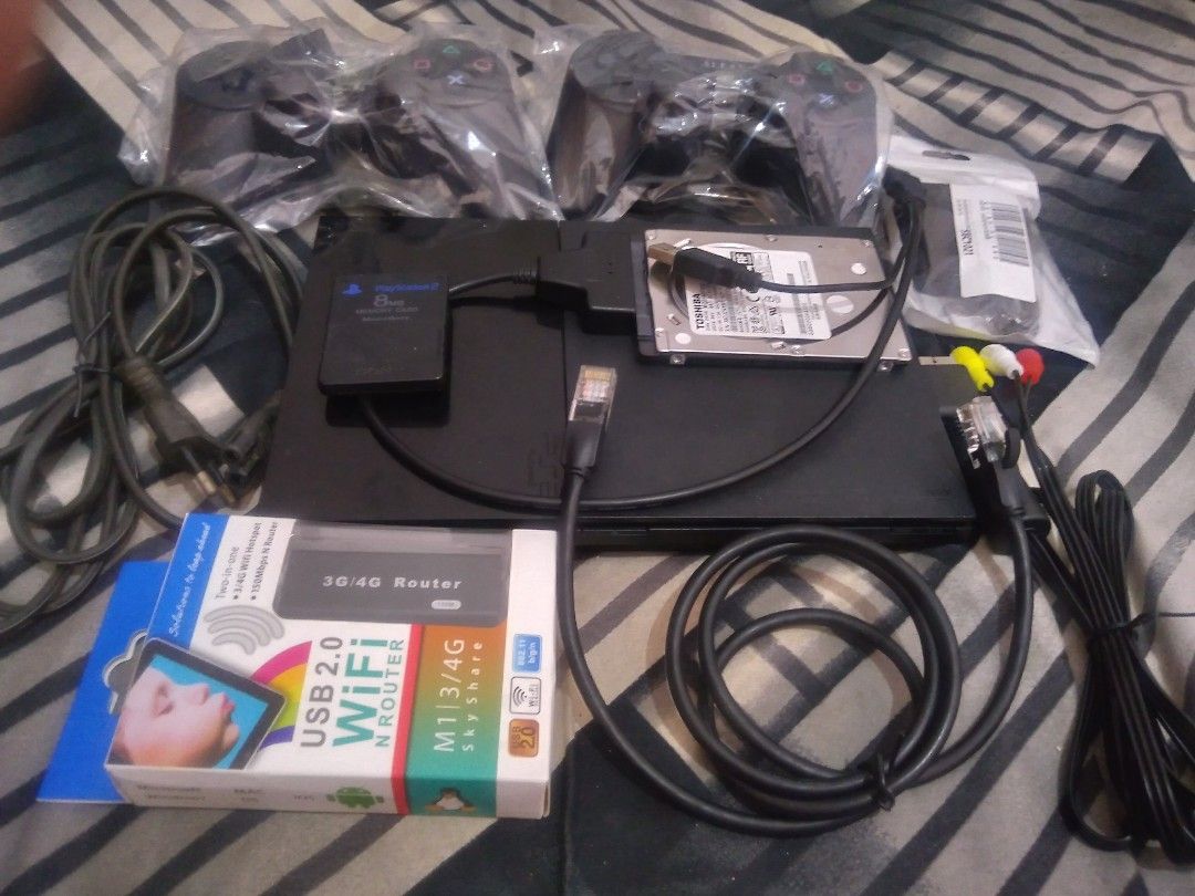 PS2 Slim SCPH90006 Funtuna 500GB HDD 152 Games USB Router ETH Games