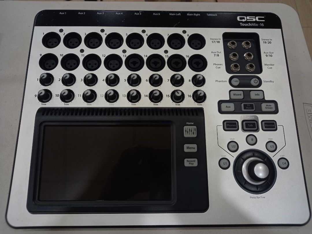 QSC TouchMix 16 Digital Mixer (Category: Other Audio Equipment) located in Manila. Submitted by stefankylef.bolante (Listing ID 1326389208, Image 2). Description: For Sale QSC Touchmix 16 Digital Mixer 20 channel input 12 XLR 4 TRS-XLR combo 2 TRS (stereo) 10 channel output 6 XLR mono 2 TRS (stereo) Main L + R No issues Physical Condition 7/10 RFS: extra mixer message or call to transact prefer meetup to test the unit location: near Doroteo Jose 
