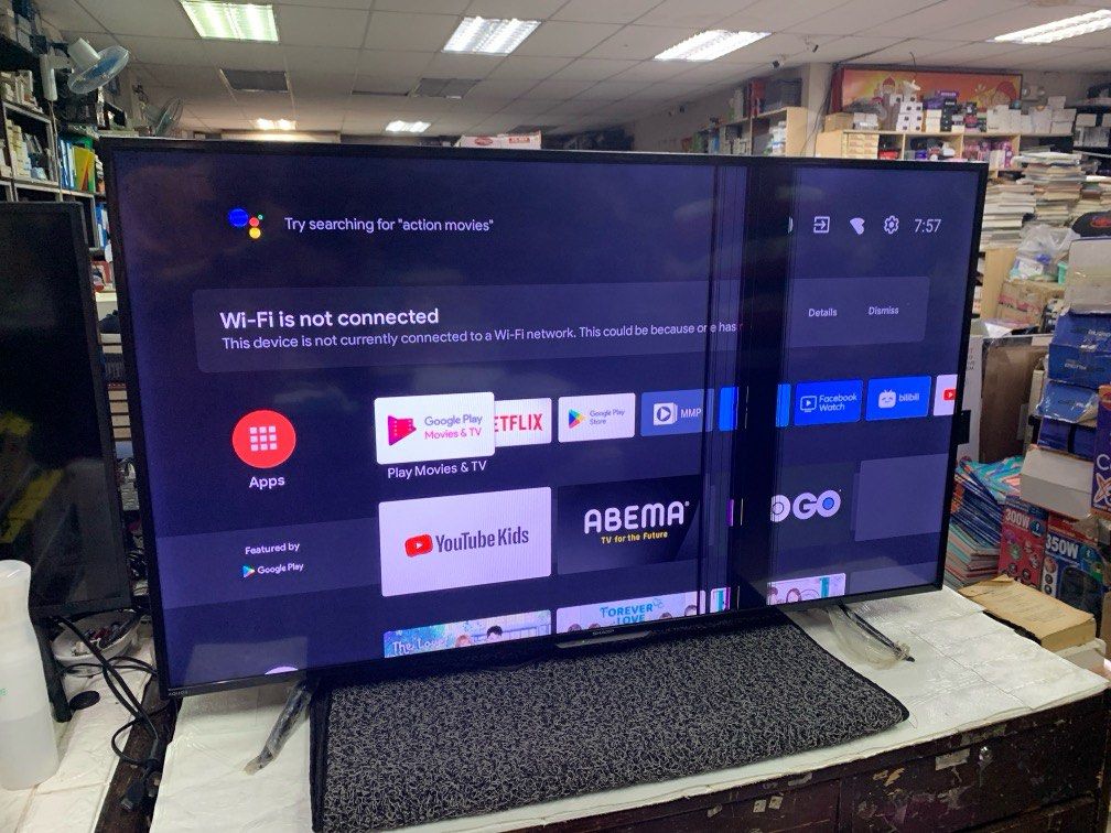 Sharp 50” 2T-C50CG1X Smart Android Led Backlight TV (Category: TV) located in Pasay City. Submitted by ayinong168 (Listing ID 1326349552, Image 2). Description: Item is in good condition working, 50 inch android tv with remote with issue with horizontal lines pls see attached pics for refernce .