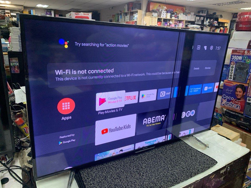 Sharp 50” 2T-C50CG1X Smart Android Led Backlight TV (Category: TV) located in Pasay City. Submitted by ayinong168 (Listing ID 1326349552, Image 1). Description: Item is in good condition working, 50 inch android tv with remote with issue with horizontal lines pls see attached pics for refernce .