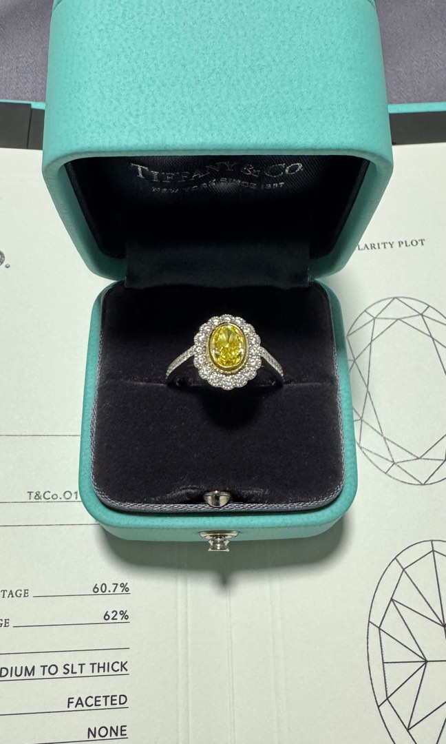 Tiffany Co 0.96ct Yellow Diamond Ring with Cathedral Setting Luxury Accessories on Carousell