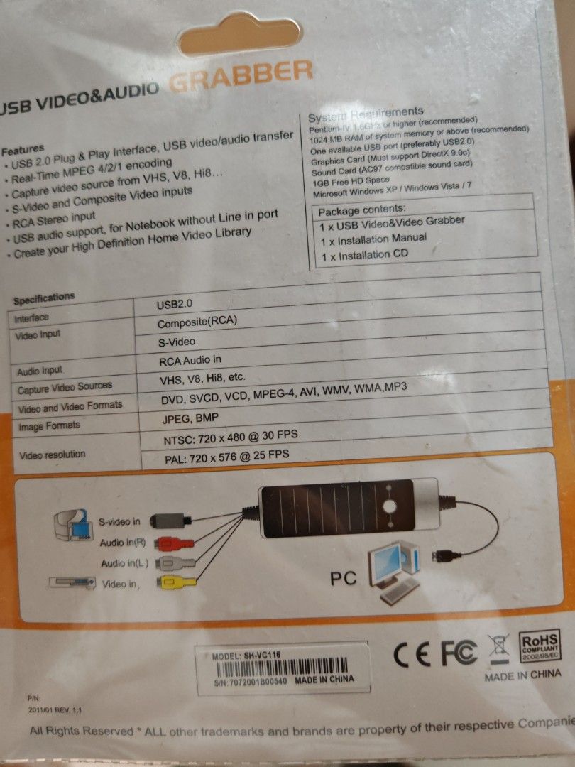 USB video & audio grabber63233563547523112