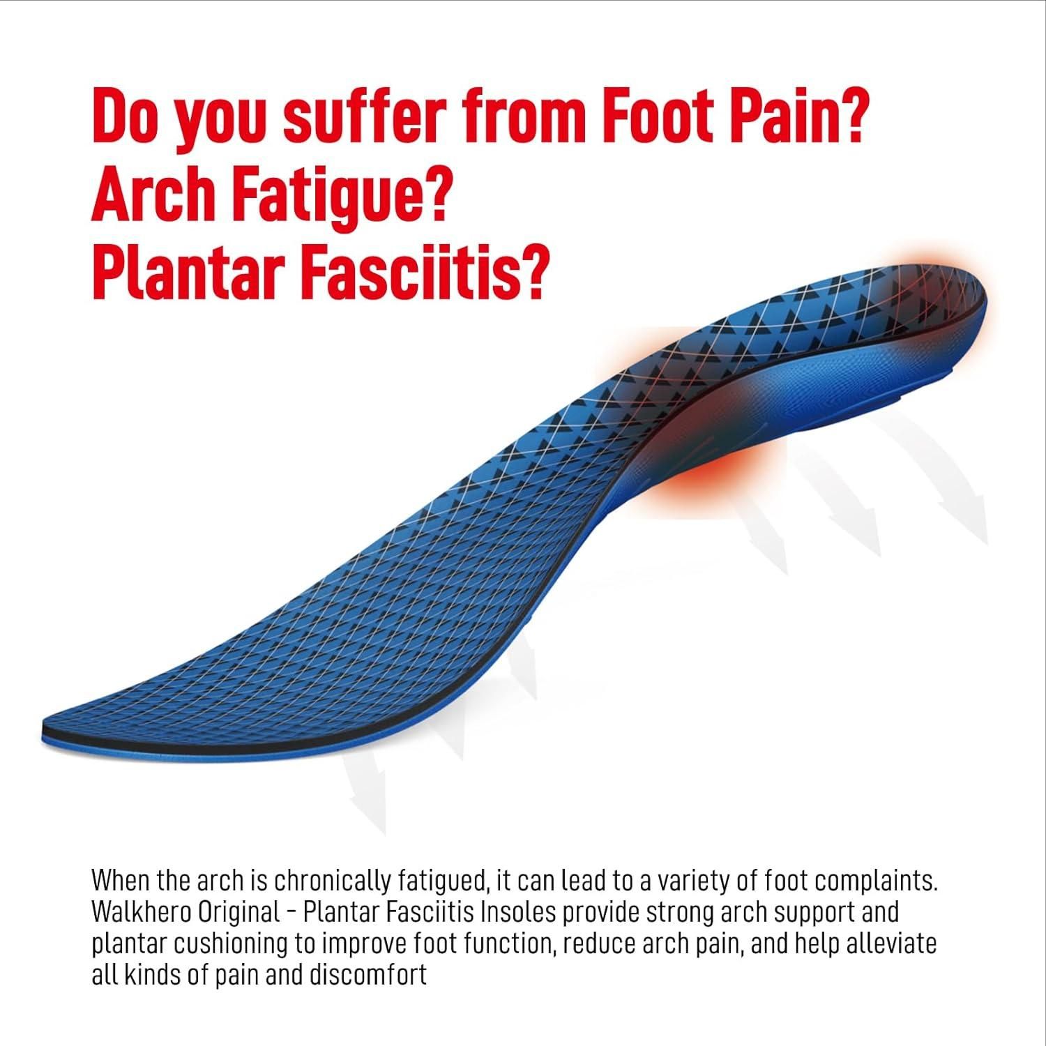 Walkhero Plantar Fasciitis Insoles, High Arch Support Orthotic