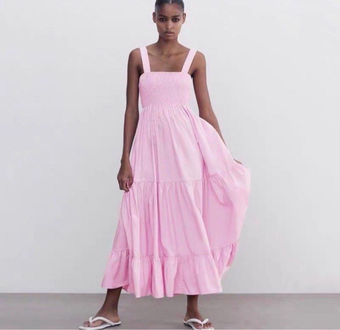 Zara Style Pink Maxi Dress, Women's Fashion, Dresses & Sets, Dresses on  Carousell