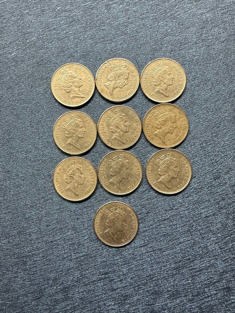 10個1992年英鎊舊版女皇頭10便士硬幣, 興趣及遊戲, 收藏品及紀念品, 錢幣- Carousell