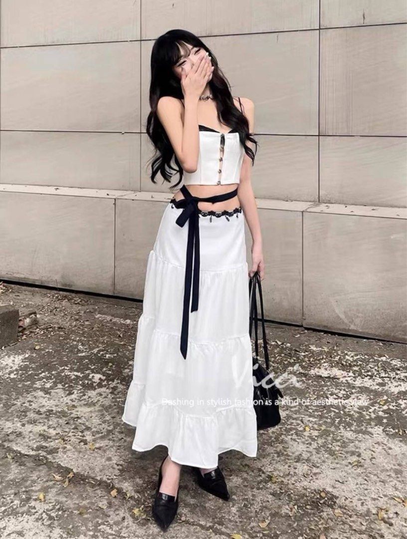 piece maxi skirt and corset top, Women's Fashion, Dresses Sets