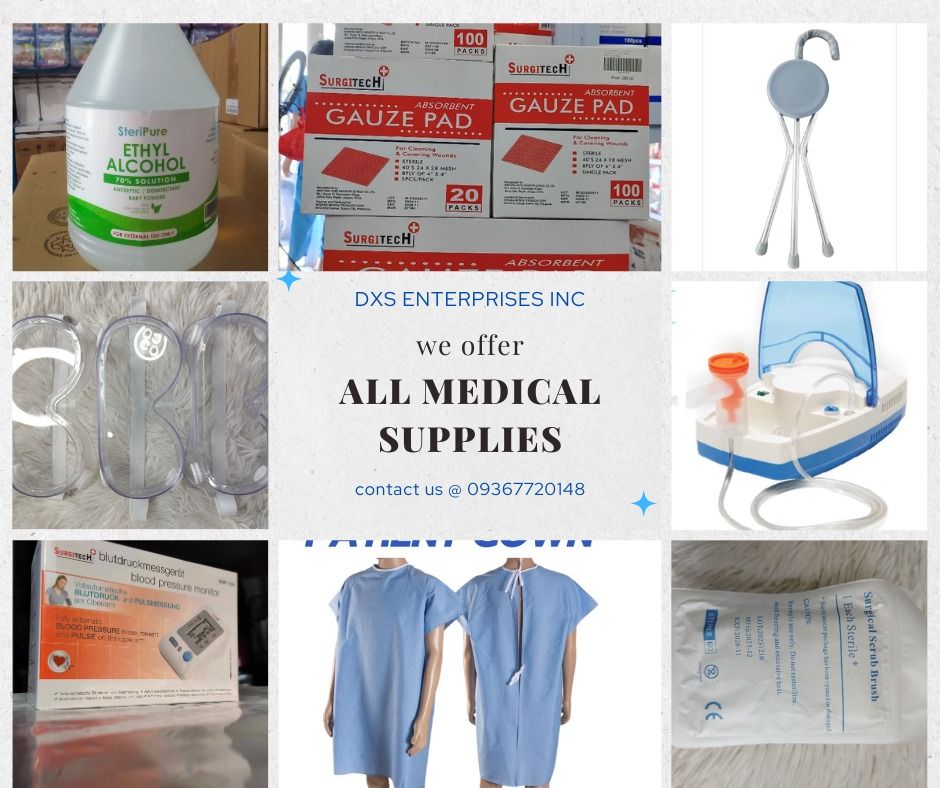 ALL MEDICAL EQUIPMENTS AVAILABLE (Category: Medical Supplies & Tools) located in Quezon City. Submitted by marketings84097 (Listing ID 1323273406, Image 1). Description: BUY YOUR NEEDS NOW, HERE IN OUR SHOP! WE HAVE ALL KINDS OF MEDICAL SUPPLIES THAT YOU NEED! “DXS ENTERPRISES INC.” MEDICAL SUPPLIES AND EQUIPMENT! WE ACCEPT RETAIL AND BULK ORDERS!! Visit us at: Pin: DXS ENTERPRISES INC. Warehouse Address: 18 Rest Haven St. Brgy. Bungad Project & 
