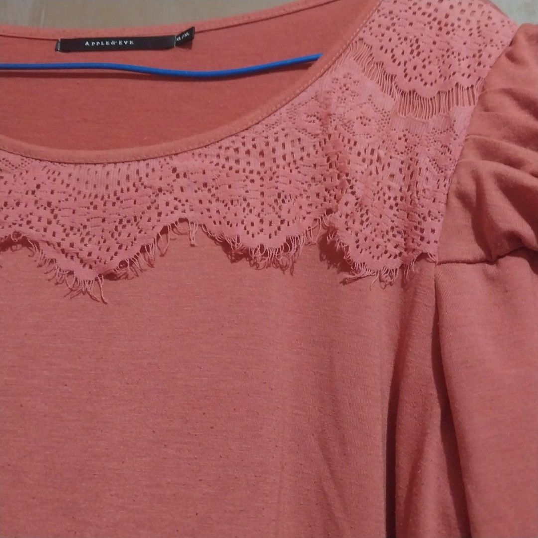 APPLE &EVE pre loved tshirt blouse Size XL (Category: Blouses) located in Las Pinas. Submitted by declutteringislife (Listing ID 1323319532, Image 2). Description: pre loved Apple & Eve blouse size XL color dark orange/ rust (lighter in pic due to lighting) cotton fabric with nice details and sleeve design.