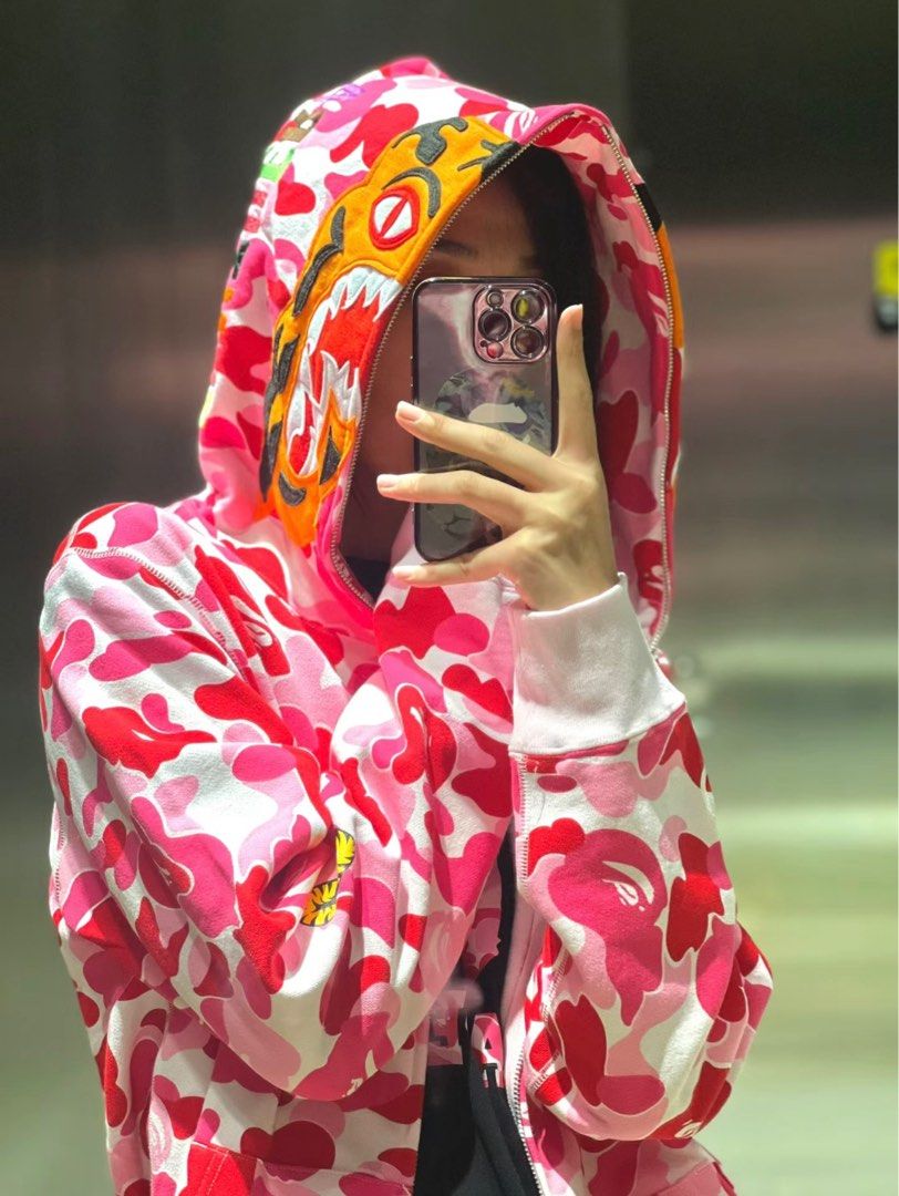 Bape abc camo tiger full zip hoodie pink 2025