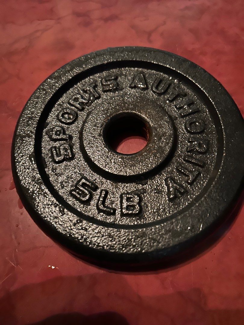 Barbell Plates 5Lbs (Category: Weights & Dumbbells) located in Manila. Submitted by sofiatanya (Listing ID 1323287573, Image 2). Description: Good as new. Di masyadong nagamit. Take 4 for 1,100. ORIGINAL FROM TOBY’S Loc: Tondo .
