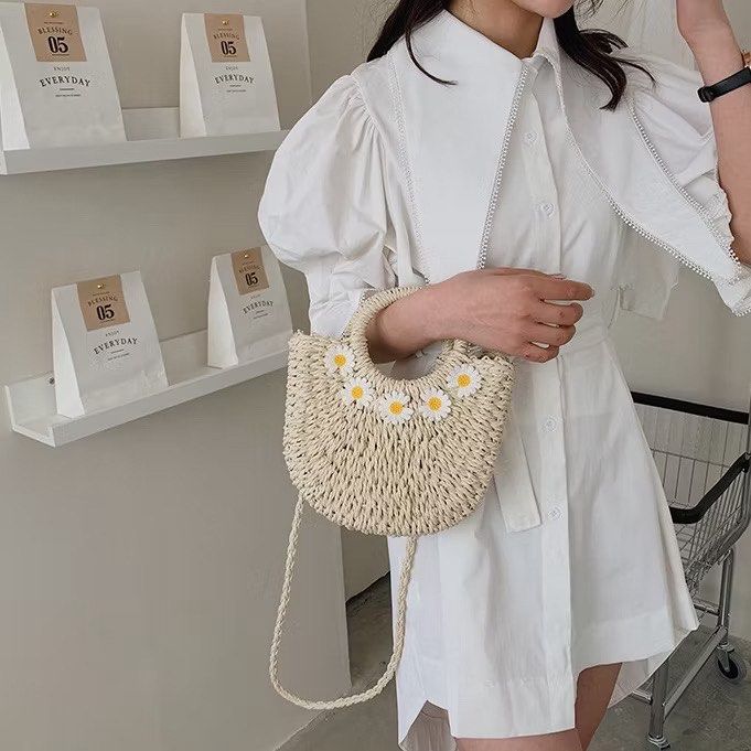beach bag flower rattan, Babies & Kids, Baby Monitors on Carousell