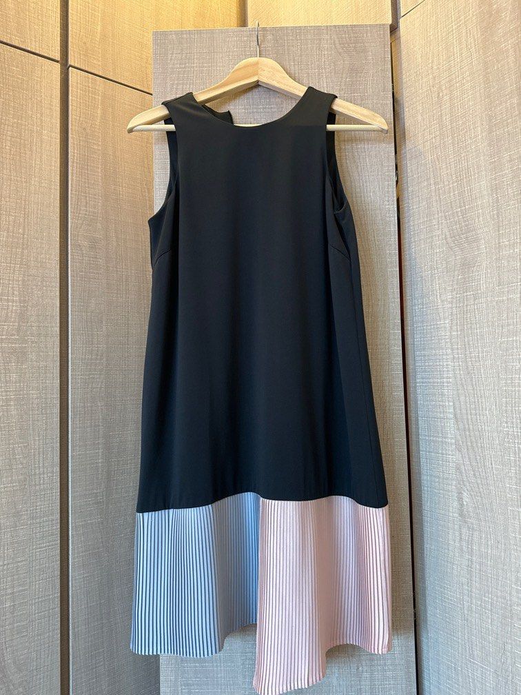 Black dress with color block contrast