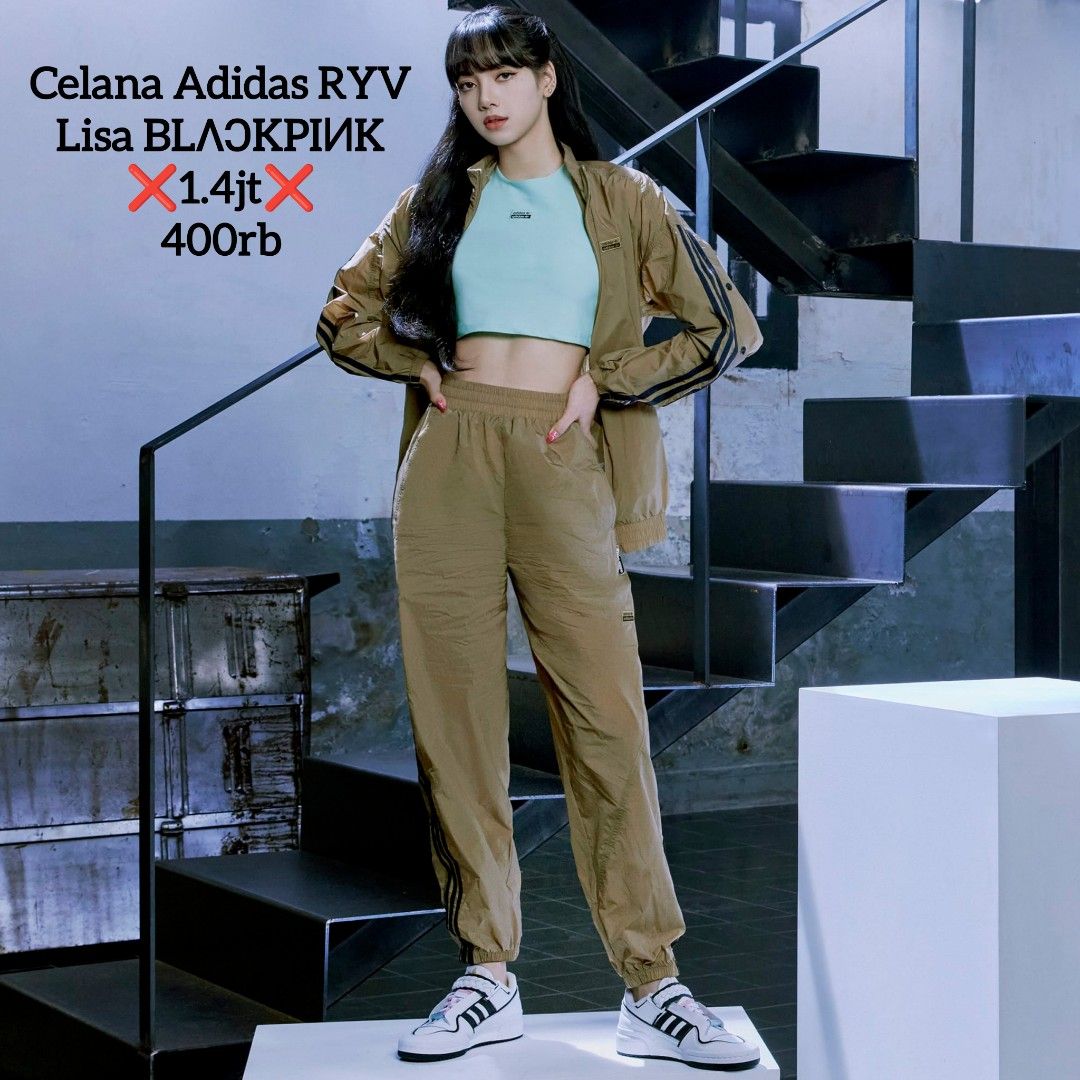 Celana Adidas RYV Lisa Blackpink, Fesyen Wanita, Pakaian