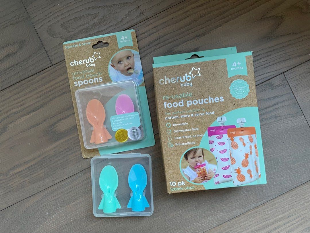 Cherub baby reusable food pouches and spoons (2 brand new and 1 box of used spoon) （分類：護理及餵哺 - 加固）位於 Hong Kong。 由 fcfcfcc 提交（商品編號 1323367192，圖片 1）。簡介： 。