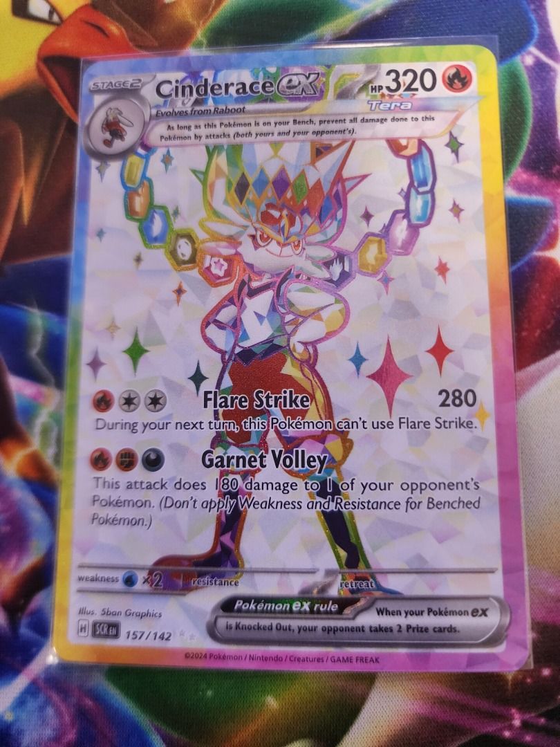 157 142 pokemon card Cinderace ex 157/142 Sv07: Stellar Crown Holo for sale online