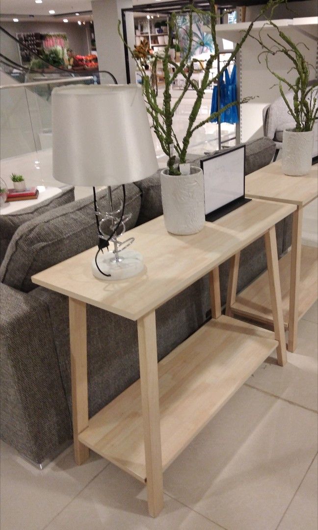 Console table (Category: Tables & Sets) located in Caloocan City. Submitted by mhayn (Listing ID 1323344950, Image 1). Description: Solid rubberwood Color: whitewash, teak 95cm x 40cm x 75cm #home&garden #homeimprovement #teamkahoy #supportlocal.