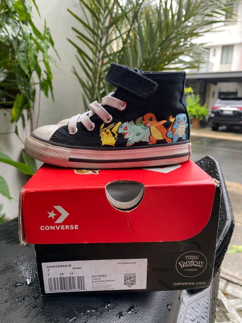 Converse Pokemon x Chuck Taylor All Star High (Category: Babies & Kids Fashion) located in Manila. Submitted by stuffandtelle (Listing ID 1323337535, Image 1). Description: Original Infant Size 7 US/UK.