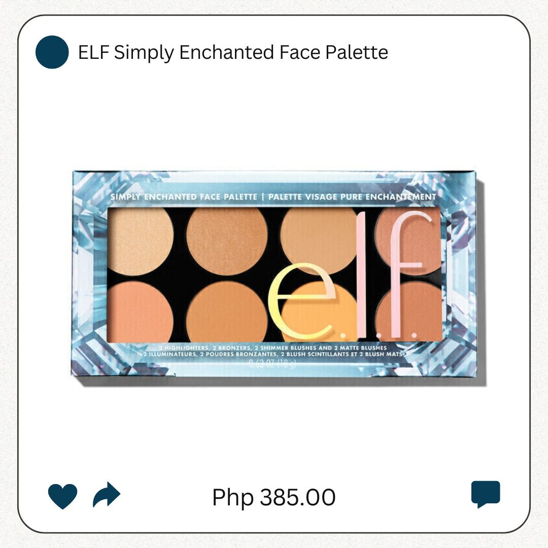 ELF Simply Enchanted Face Palette - Php 385.00 (Category: Makeup) located in Batangas. Submitted by shop_petrichor (Listing ID 1323440316, Image 1). Description: ELF Simply Enchanted Face Palette - Php 385.00 .