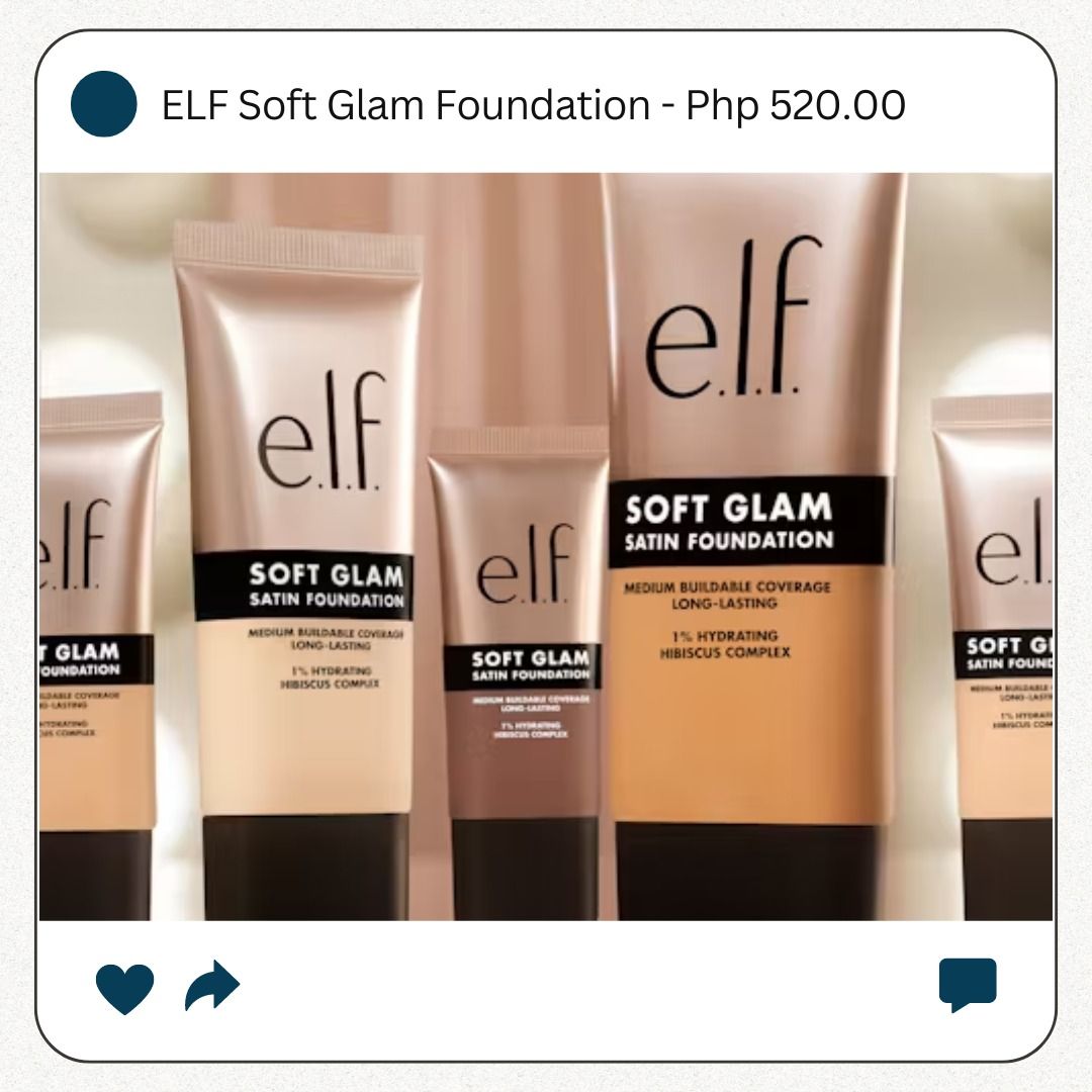 ELF Soft Glam Foundation - Php 520 (Category: Makeup) located in Batangas. Submitted by shop_petrichor (Listing ID 1323437313, Image 1). Description: ELF Soft Glam Foundation - Php 520 22 Light Warm 23 Light Cool 25 Light Neutral 31 Medium Neutral - Reserved!.