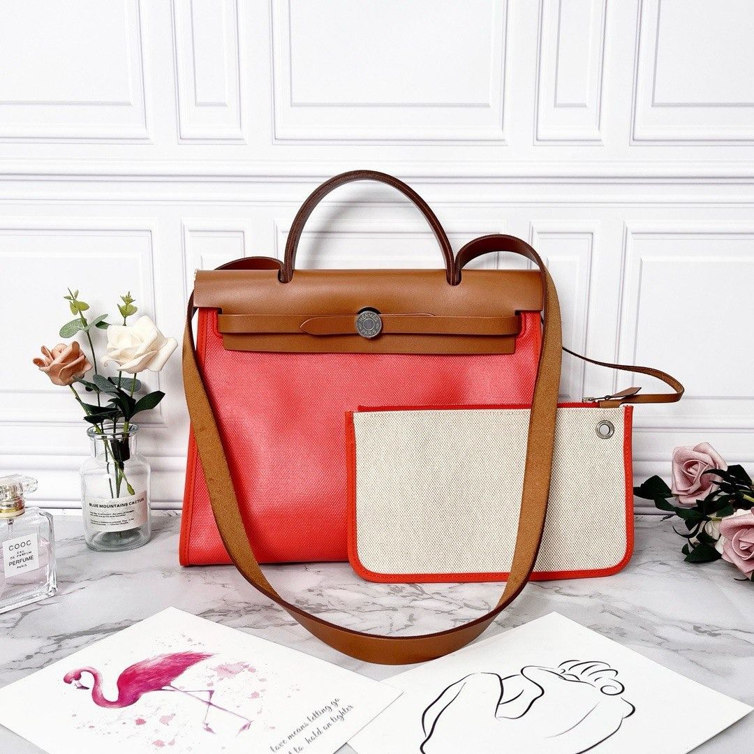 Hermes Herbag 31 in Red SHW, Luxury, Bags Wallets on Carousell