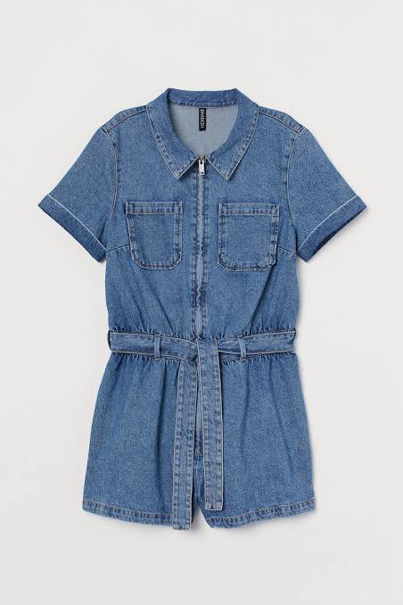 H&m denim playsuit best sale