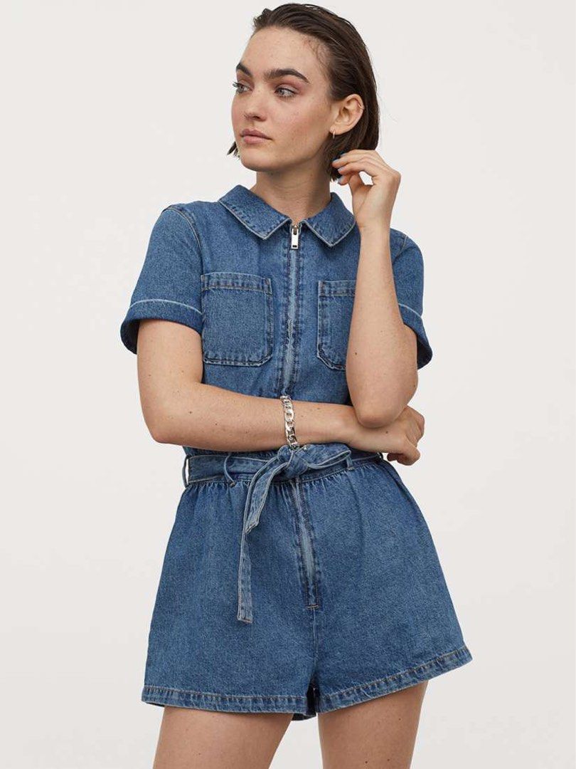 H&m denim playsuit store