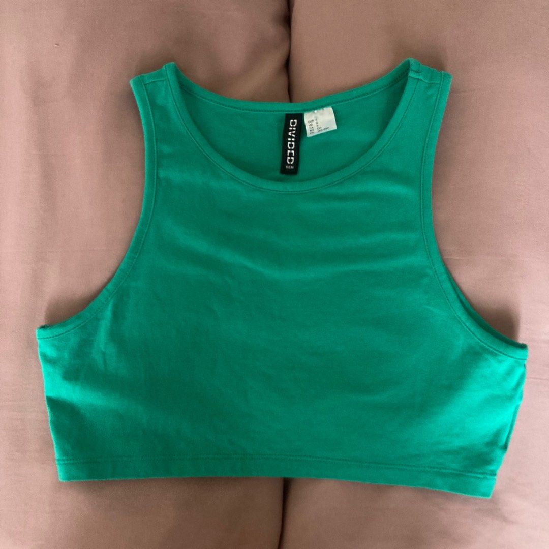 H&M Green Racer Top (Category: Sleeveless) located in Marikina City. Submitted by mlffy (Listing ID 1323428905, Image 1). Description: ☘️ H&M Green Racer Top ☘️ Size XS on tag 🏷️ RFS only decluttering :) 👛 GCash.