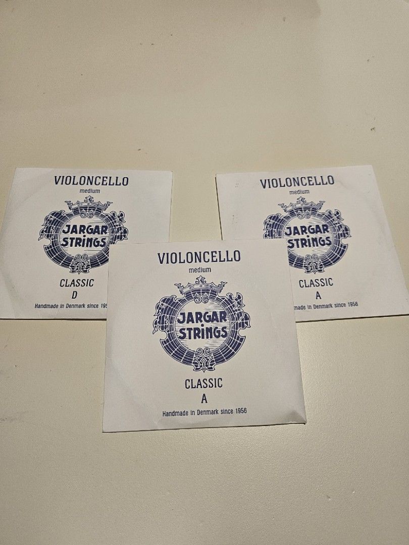 Jargar Cello Strings (Category: Musical Instruments) located in Quezon City. Submitted by punkunean (Listing ID 1323356473, Image 1). Description: 2x A String 2000each 1x D String 2000 each.