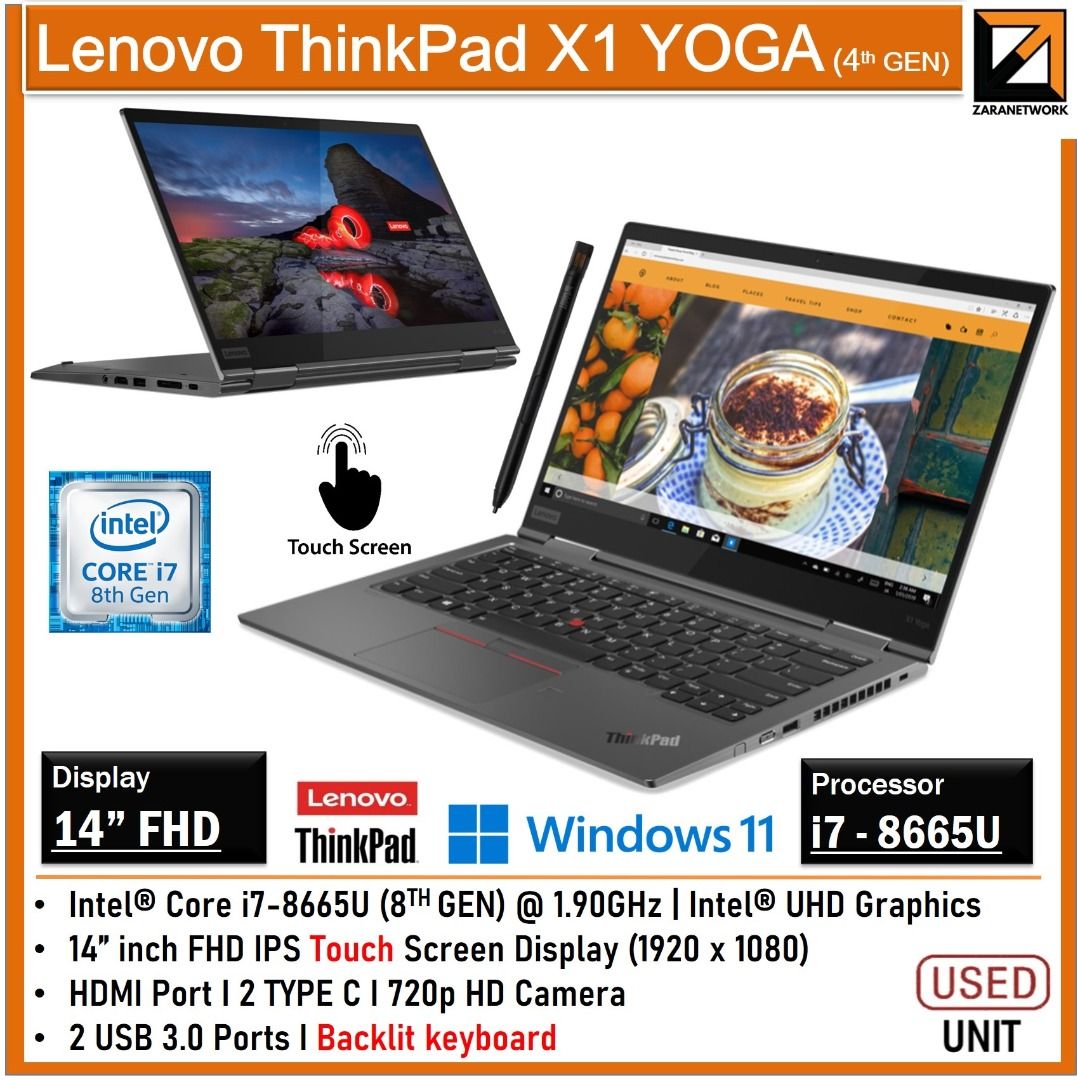 Lenovo ThinkPad X1 Yoga 8th Gen i7 16G/256G SSD 4th Gen , Computers ...