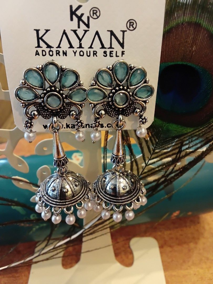 Long Silver jhumkas