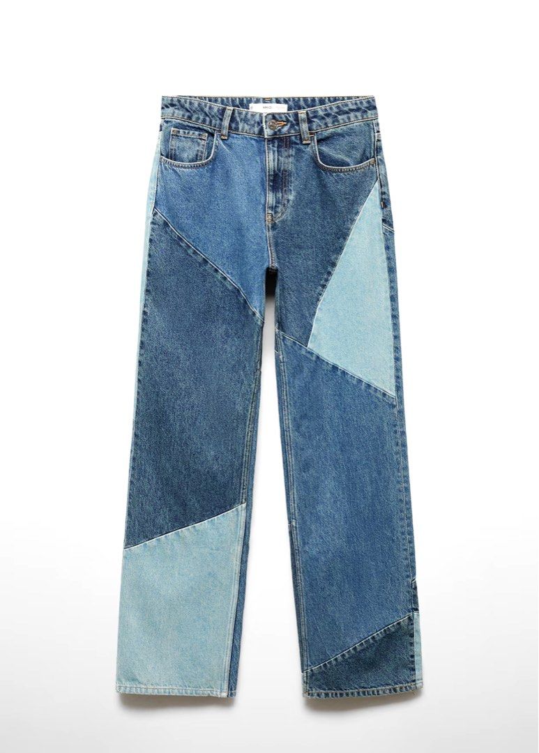 Mango Patchwork Straight Jeans (Category: Jeans & Leggings) located in Cyberjaya. Submitted by bloominballoon (Listing ID 1323431239, Image 2). Description: Bought for RM259 Regular waist Real photos to be updated Color may vary due to lighting.
