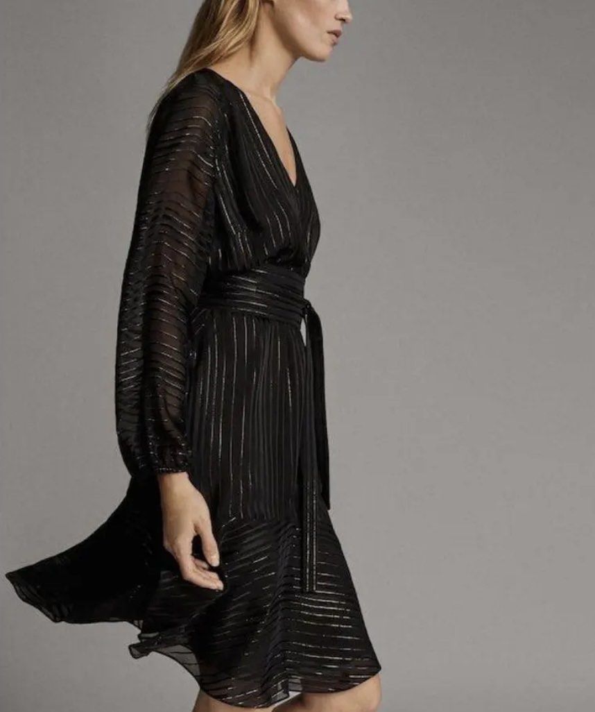 Massimo Dutti black gold wrap dress