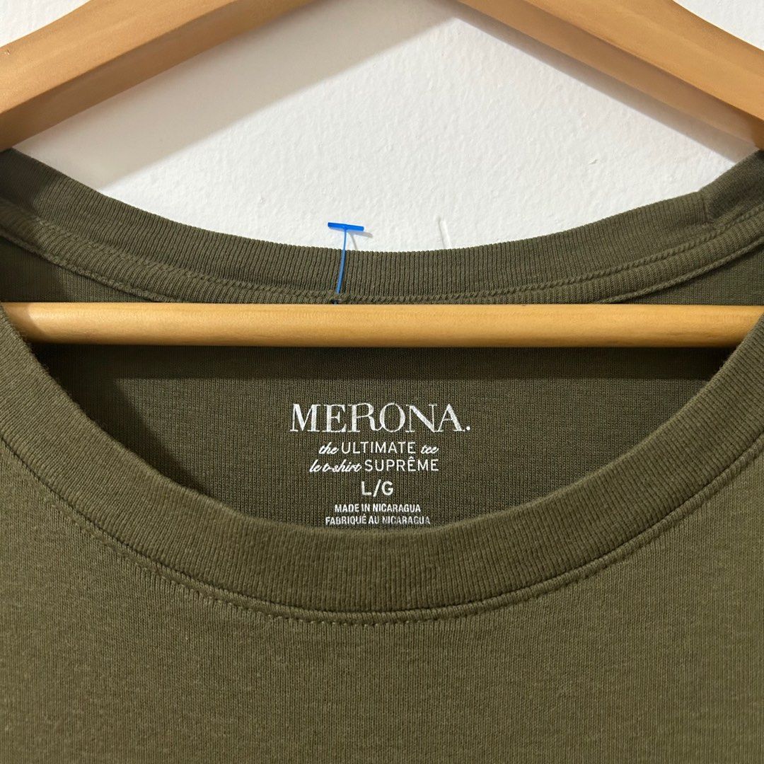 MERONA The Ultimate Tee Army Green 100 Cotton Ribbed Crew Neck Basic Shirt Top Women s Fashion Tops Shirts on Carousell