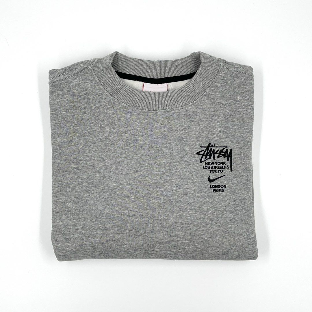 Nike x Stussy International Crewneck Sweatshirt Heather Grey Men s Fashion Tops Sets Hoodies on Carousell