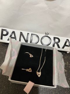 Pandora Heart Rose Gold 14k Necklace & Earrings Set
