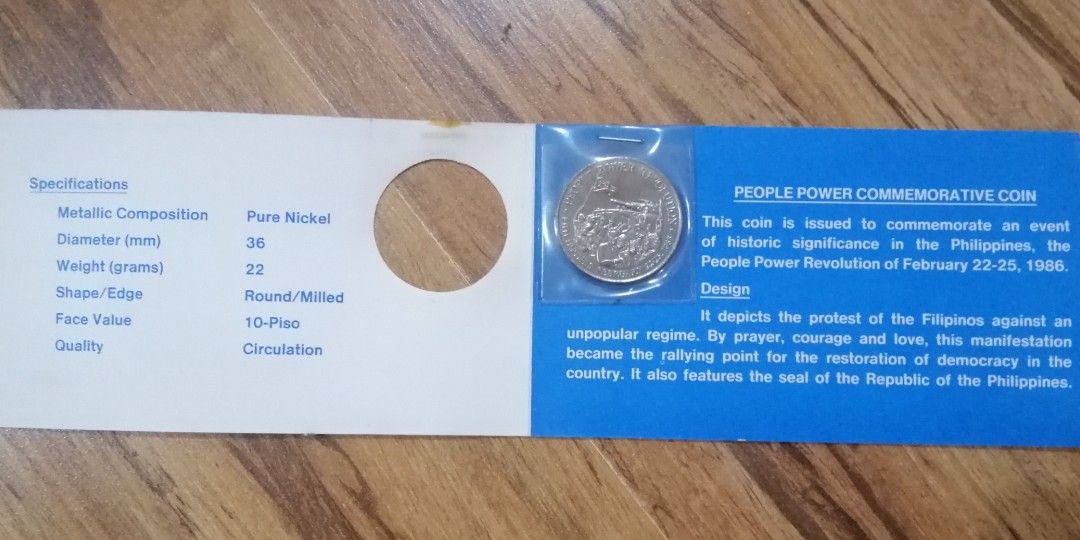 People Power Commemorative Coin 1988 (Category: Currency) located in Quezon City. Submitted by goldencity1964 (Listing ID 1323385435, Image 2). Description: Collect this highly collectible PEOPLE POWER COMMEMORATIVE COIN..... FACE VALUE 10 PISO... ISSUED 1988 PURE NICKEL TEXT.FOR MEET UP.