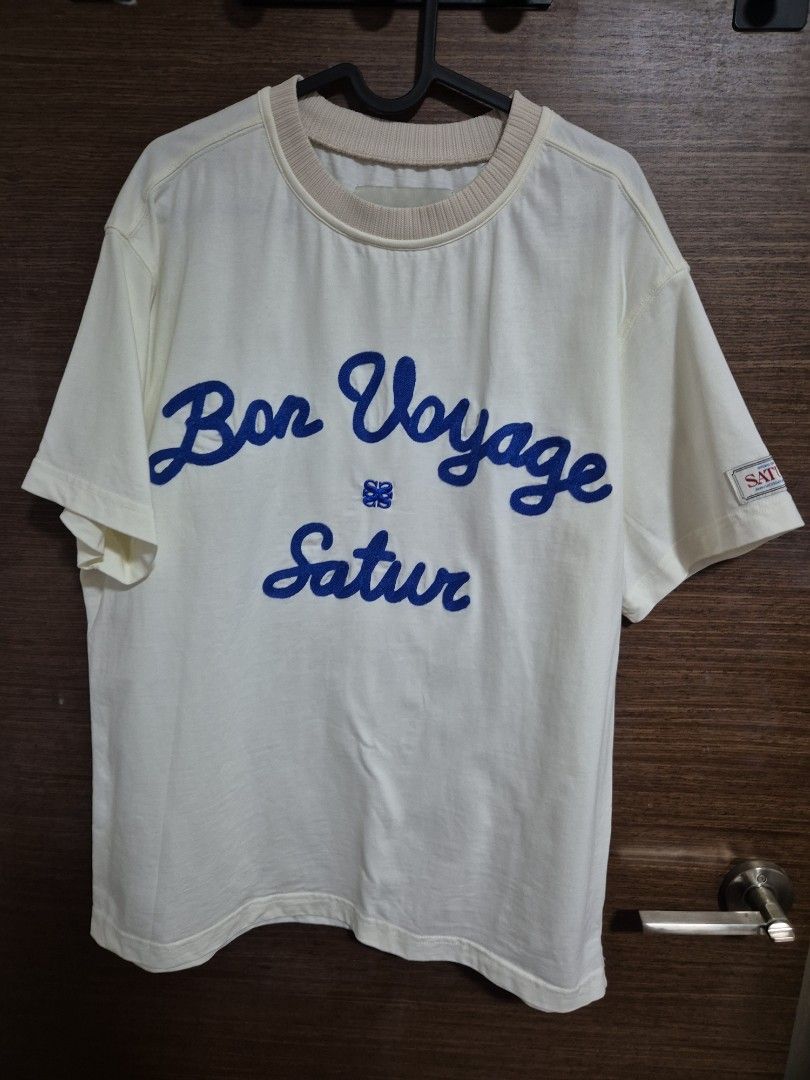【SATUR】 (W) Bon Voyage Slim Fit Crop T-Shirt SATUR Unisex Bon Voyage Tee, Women's Fashion, Tops, Other