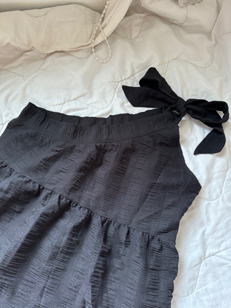 Shein Black One Shoulder Tie Dress (Category: Dresses) located in Imus. Submitted by keyluhhh (Listing ID 1323324425, Image 3). Description: Worn once! Best fits S-M frames, flowy and with adjustable straps MOP: gcash/maya/BPI MOD: gogoxpress/lalamove/grab/angkas.