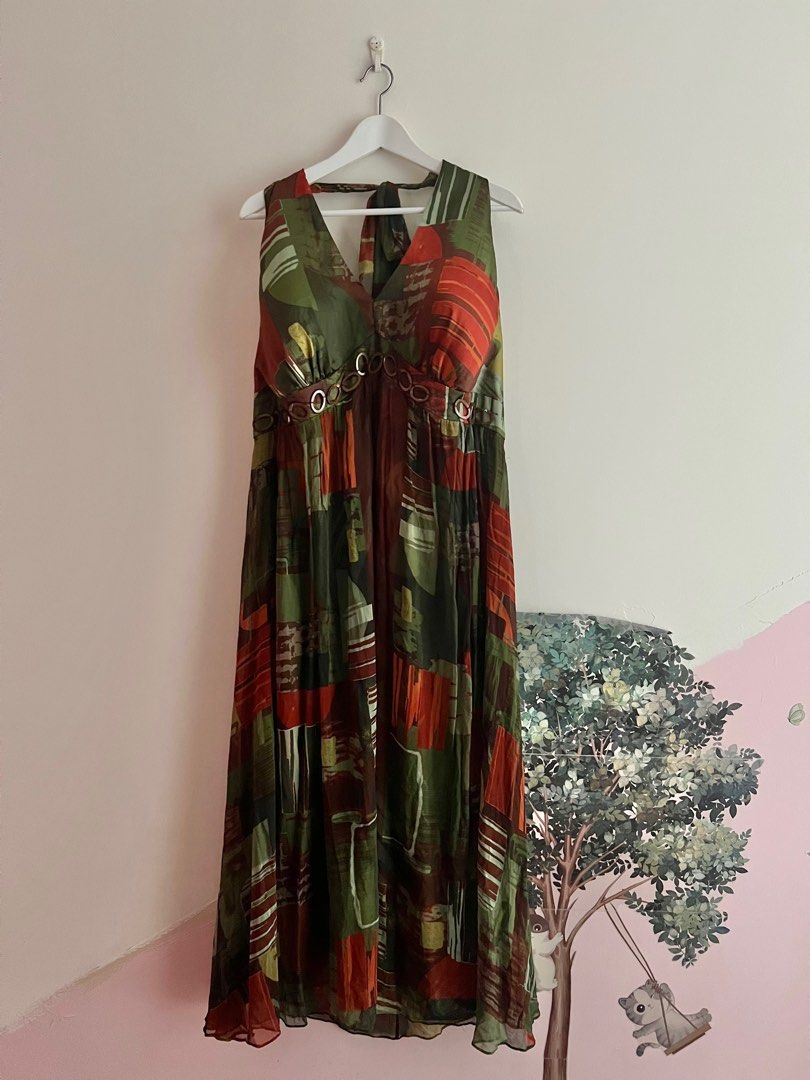 SIGNATURE By Robbie Bee Olive Green & Brown Gorgeous Evening Dress [Plus  Size], Women's Fashion, Dresses & Sets, Traditional & Ethnic wear on  Carousell