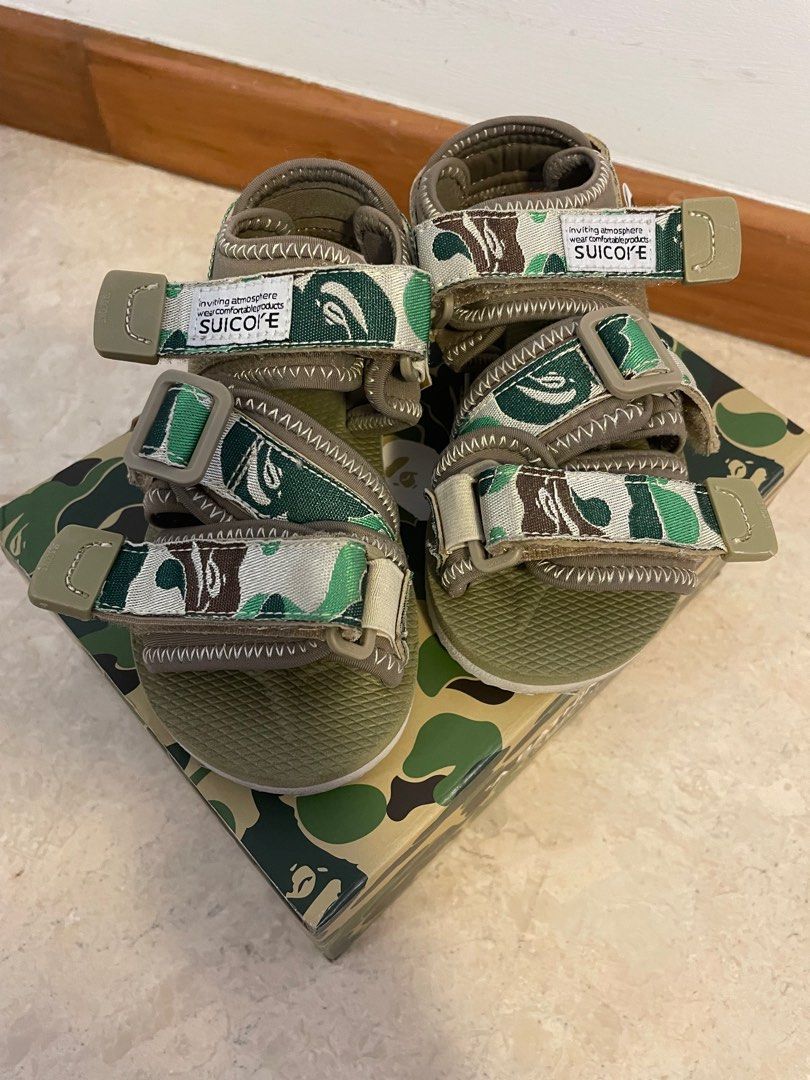 SUICOKE X BAPE CAMO GREEN SANDALS TODDLER OG-044 KIDS, Luxury