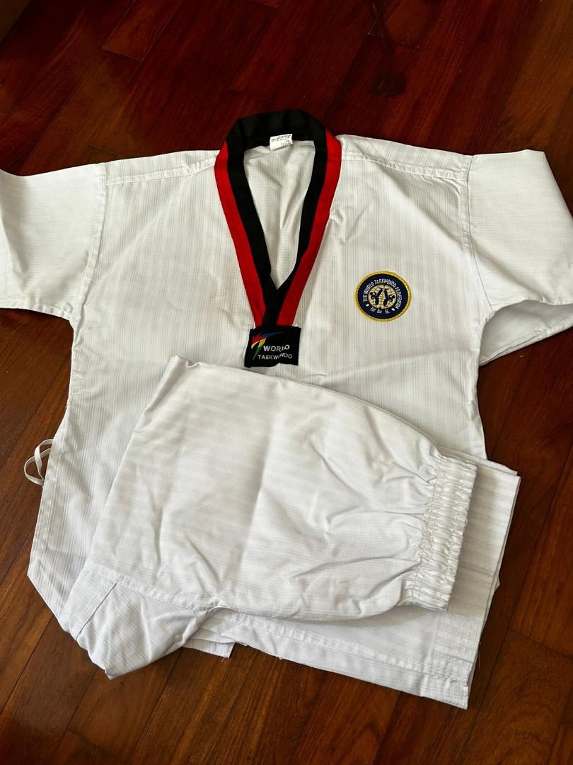 Taekwondo Uniform Junior Black Belt 140 size 20 Sports Equipment Other Sports Equipment and Supplies on Carousell