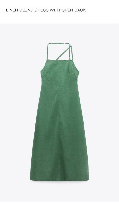 zara green open back dress Zara Zara OPEN BACK LINEN BLEND DRESS 59.90