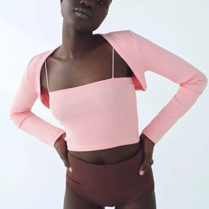 ZARA Pink Bolero Terno Arm Warmer Set 2 items Cropped Cardigan Women s Fashion Tops Others Tops on Carousell