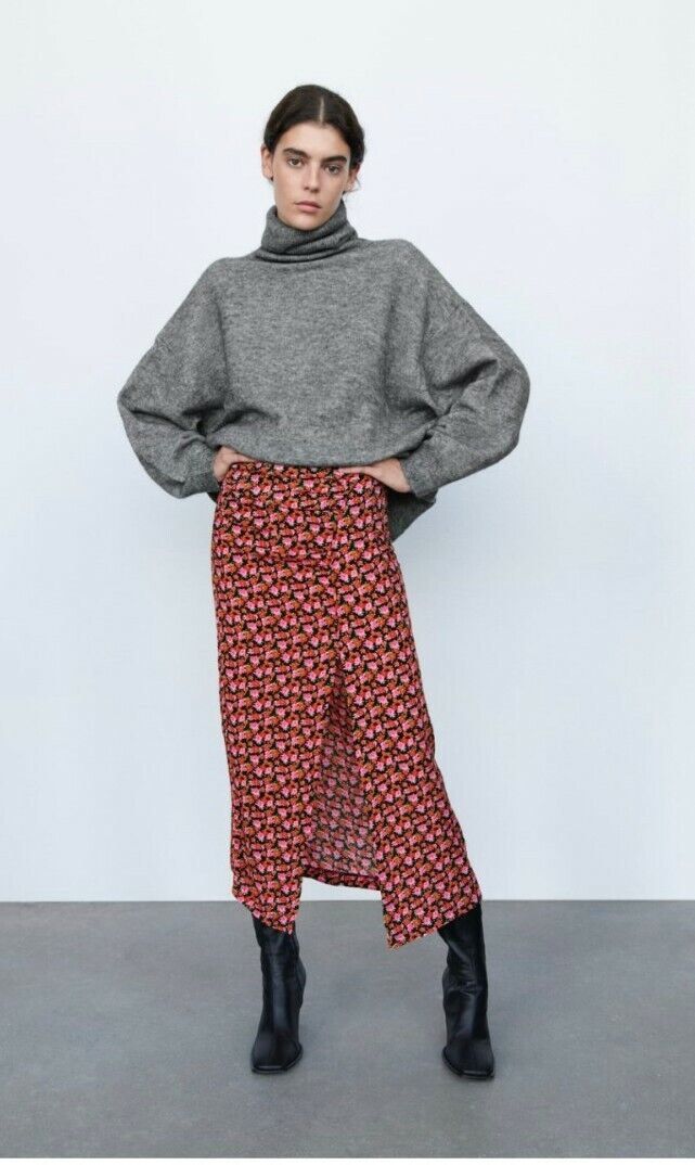 Zara small floral print midi skirt with front ruching NWT Women s Fashion Bottoms Skirts on Carousell